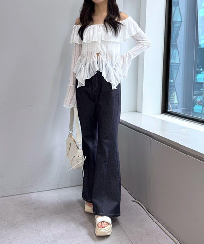 【mystic】[mline]層疊一字肩襯衫