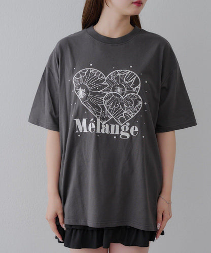 亮片花朵刺繡寬鬆T恤