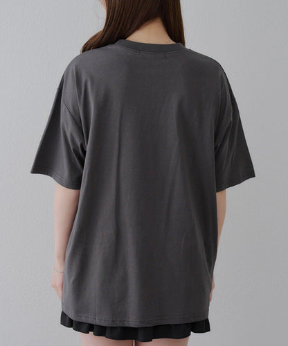 亮片花朵刺繡寬鬆T恤