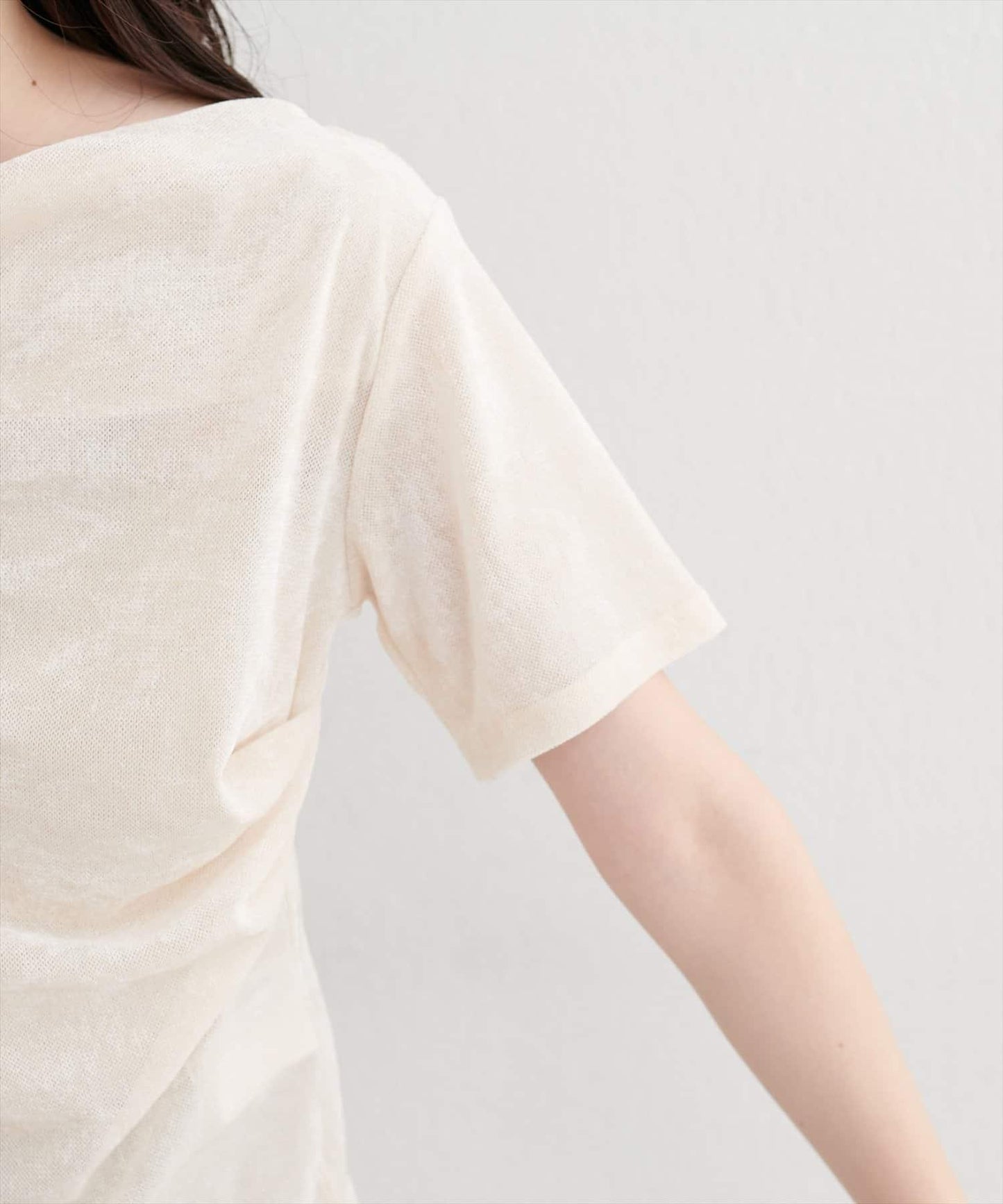 植絨網紗褶皺短袖套頭衫