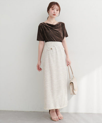 植絨網紗褶皺短袖套頭衫