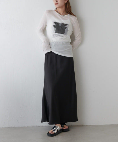 透紗照片圖案長袖T恤