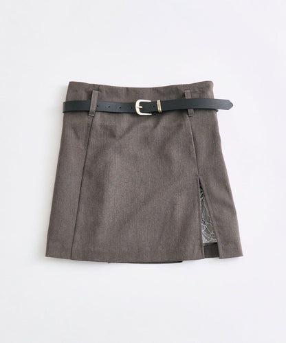 【Belle Charme】蕾絲拼接開叉半身裙