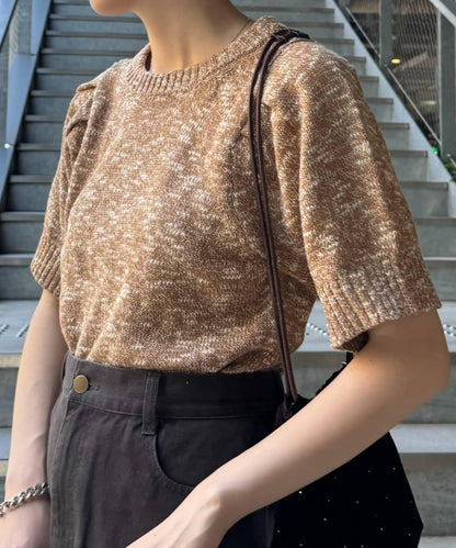【willow】麻花泡泡袖短袖針織衫