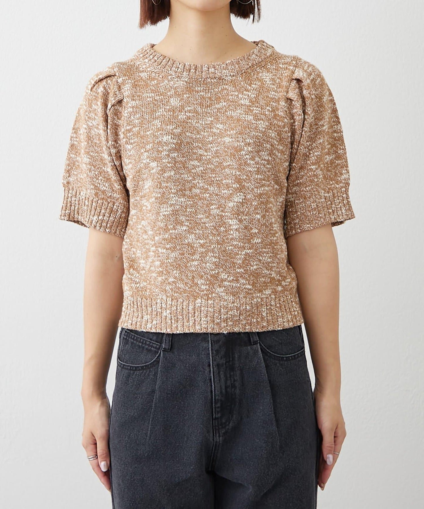 【willow】麻花泡泡袖短袖針織衫