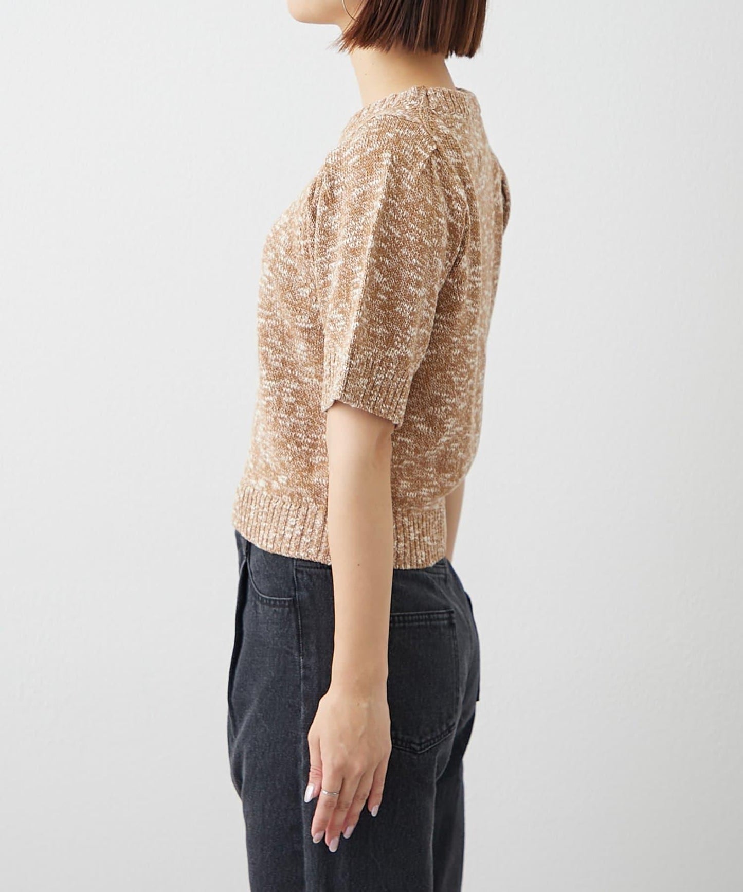 【willow】麻花泡泡袖短袖針織衫