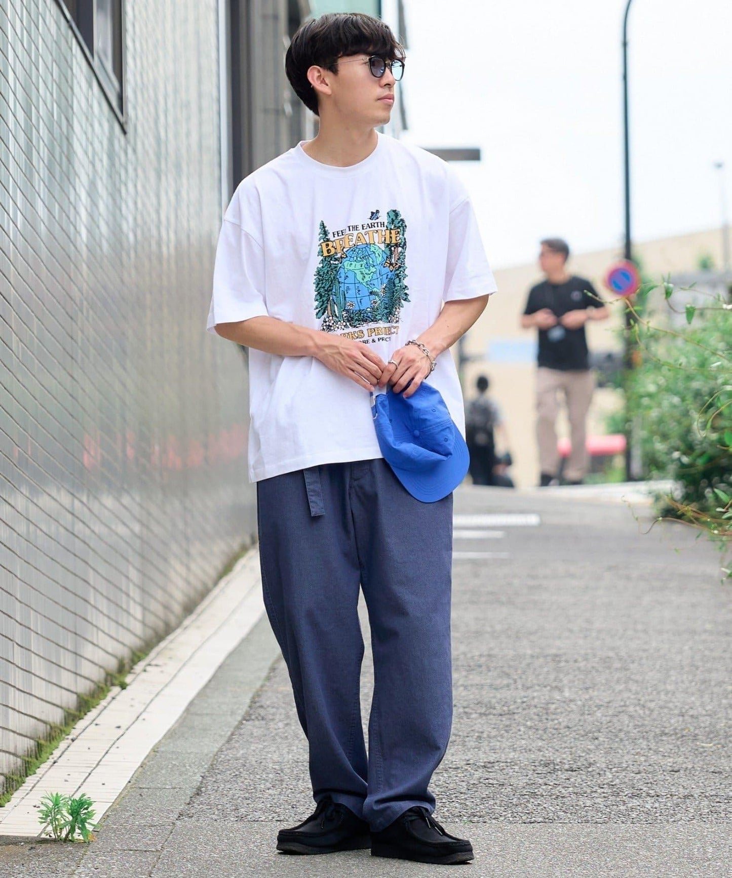 棉斜紋腰帶休閒褲