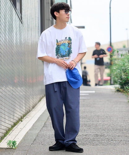 棉斜紋腰帶休閒褲