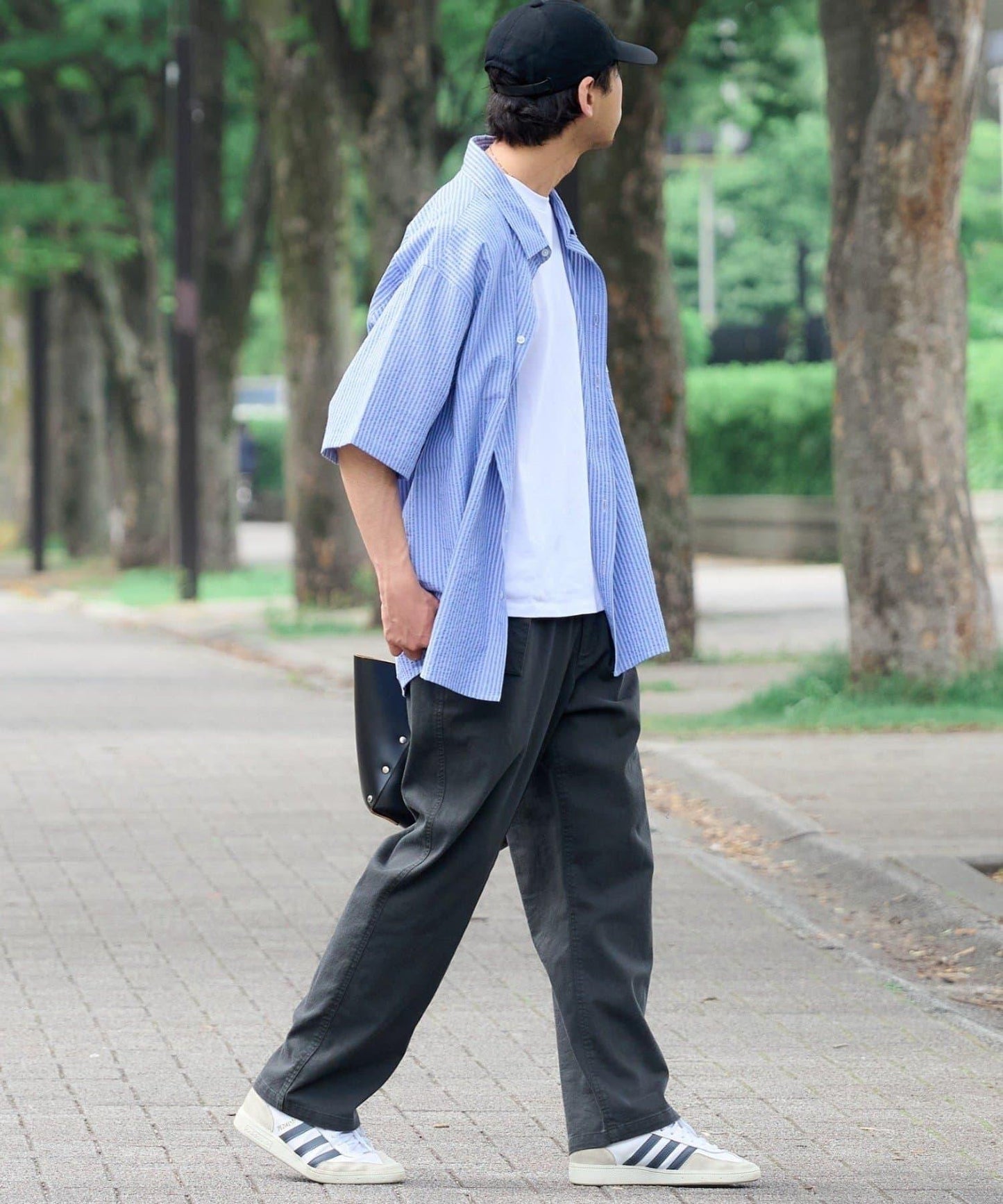 棉斜紋腰帶休閒褲