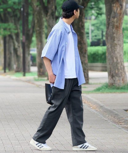 棉斜紋腰帶休閒褲