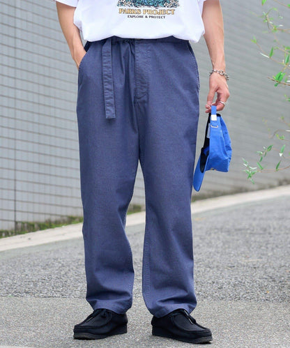 棉斜紋腰帶休閒褲