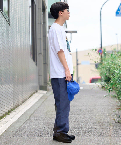 棉斜紋腰帶休閒褲