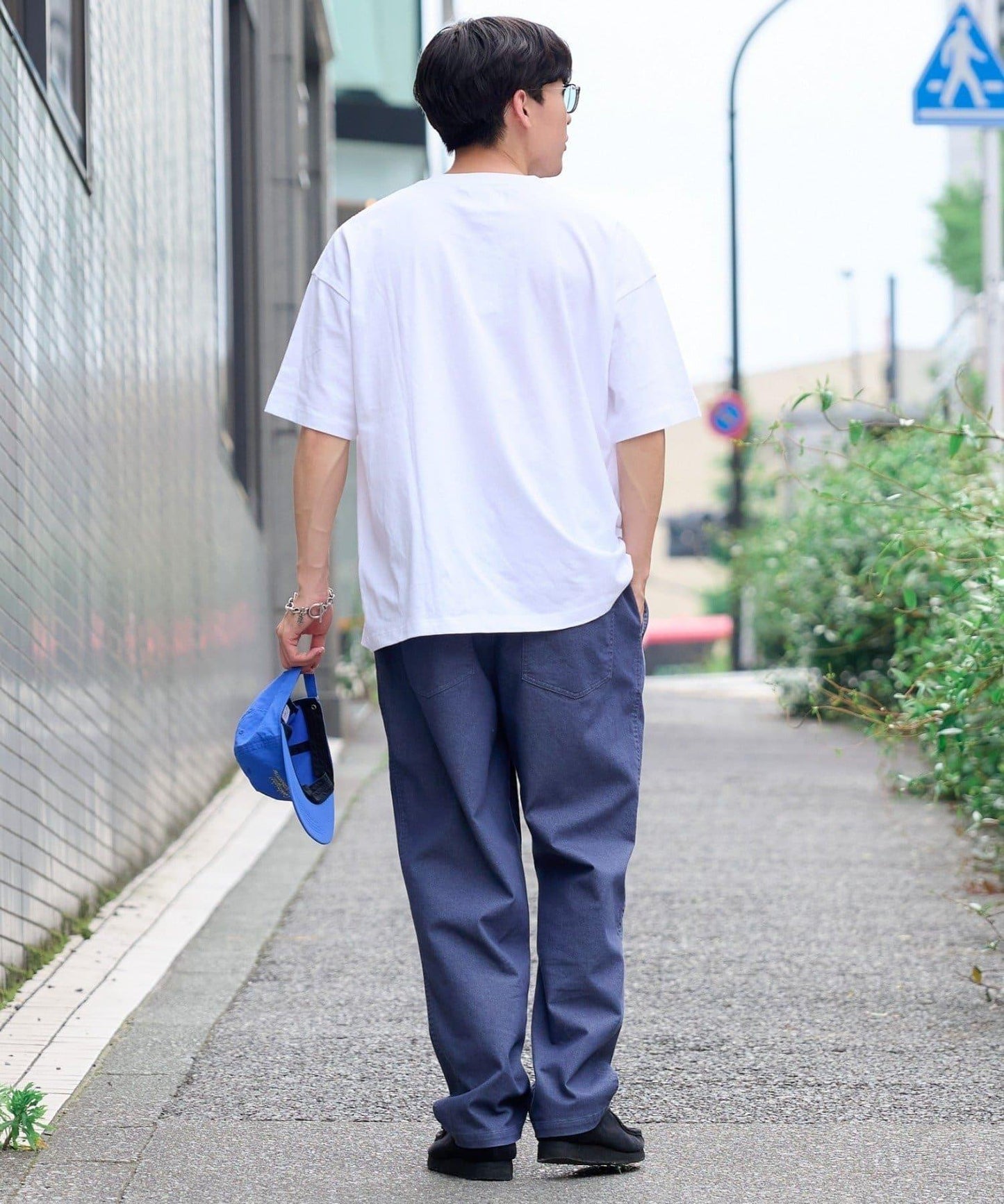 棉斜紋腰帶休閒褲