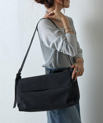 【AW】麂皮翻蓋單肩包