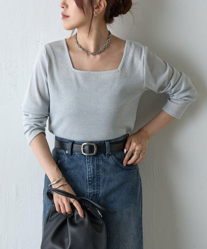 【AW】亮絲雙穿方領套頭衫