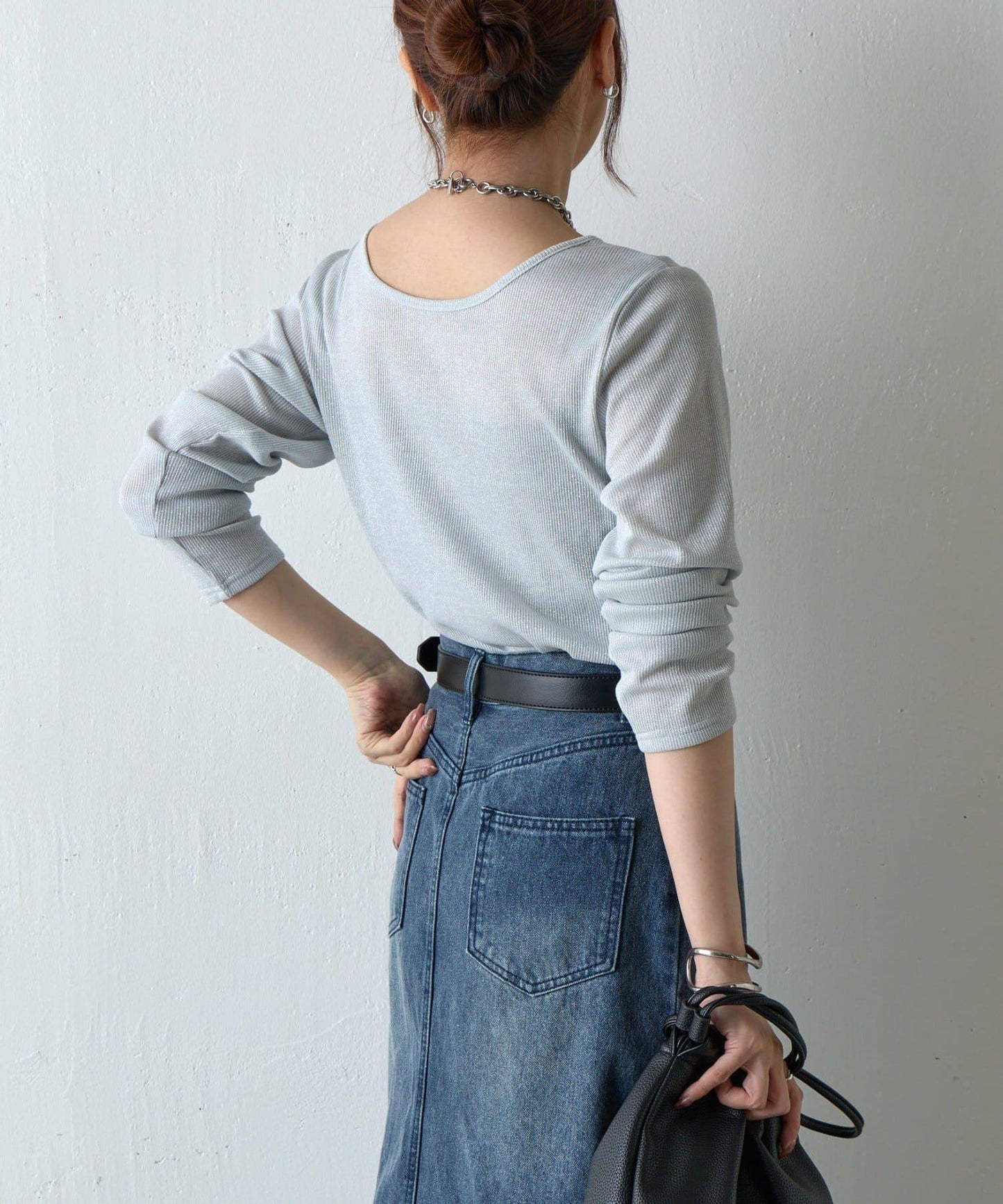 【AW】亮絲雙穿方領套頭衫