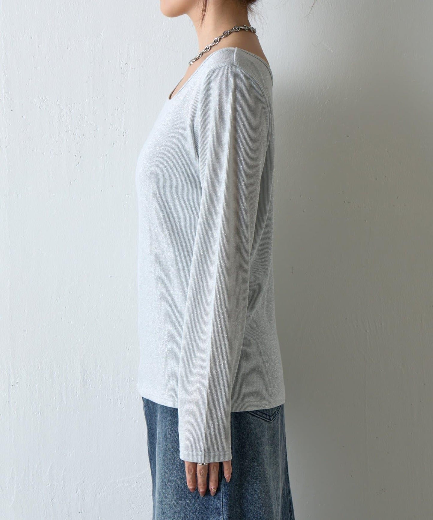 【AW】亮絲雙穿方領套頭衫