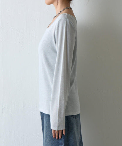 【AW】亮絲雙穿方領套頭衫