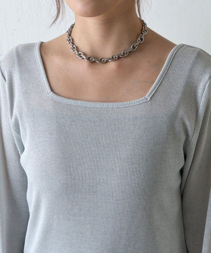 【AW】亮絲雙穿方領套頭衫