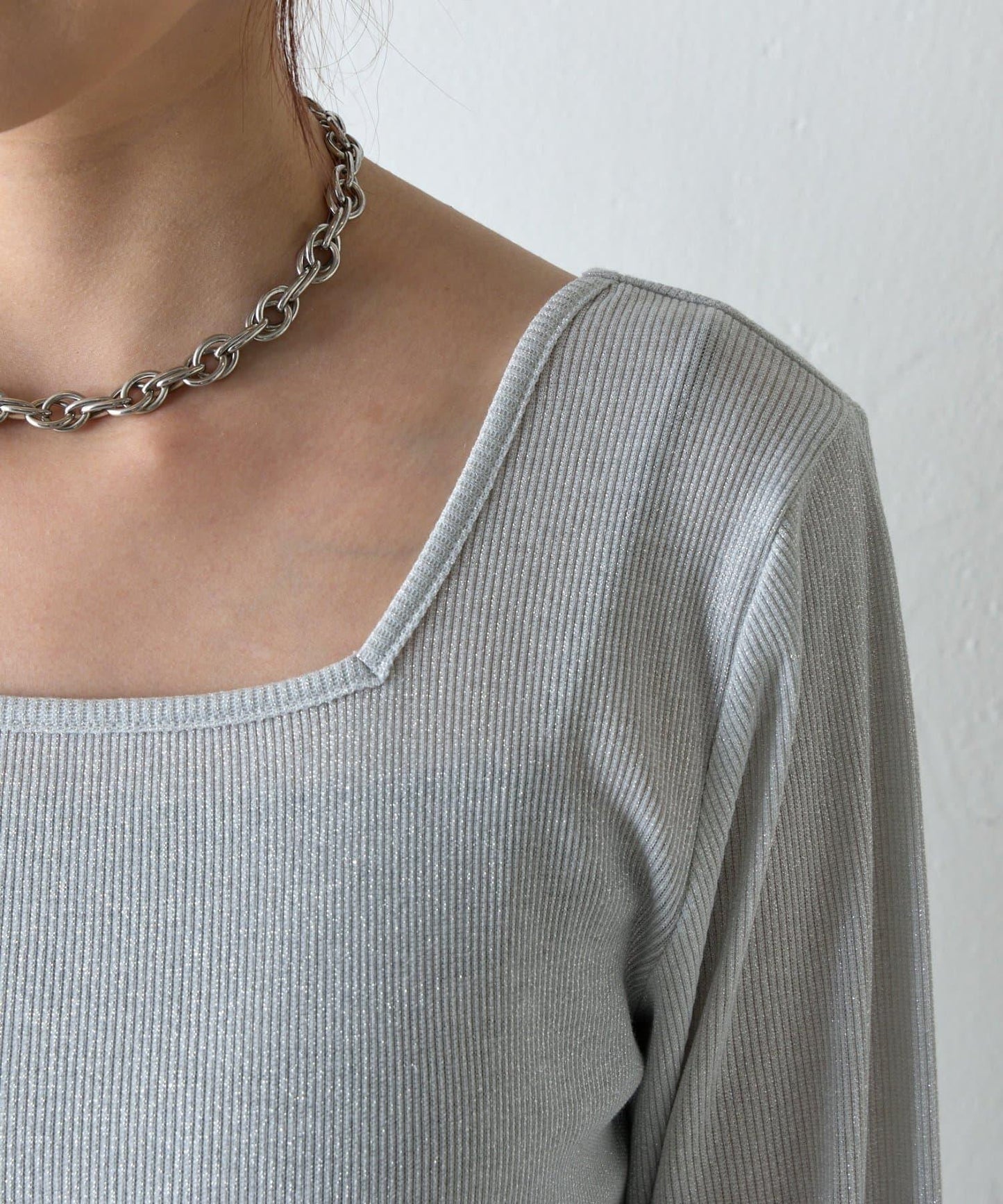 【AW】亮絲雙穿方領套頭衫