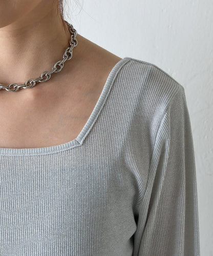 【AW】亮絲雙穿方領套頭衫