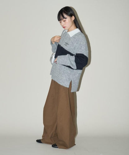 單點刺繡寬鬆橄欖球針織POLO衫