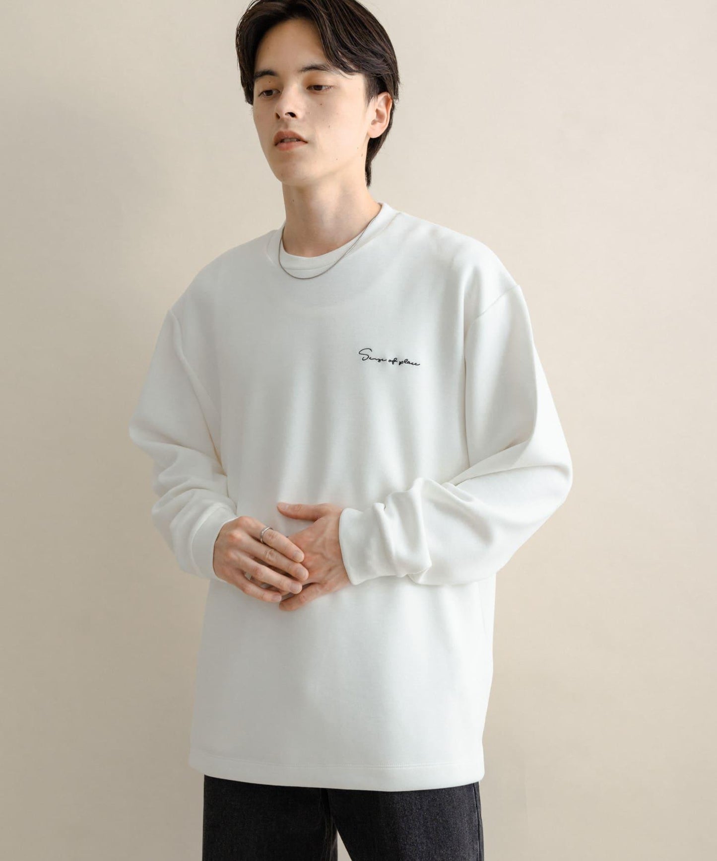 部分色 刺繡加厚長袖T恤