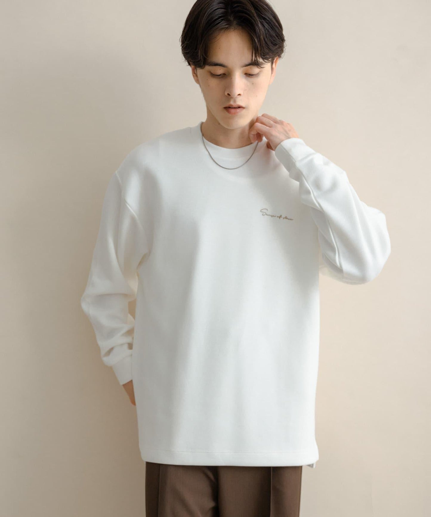 部分色 刺繡加厚長袖T恤