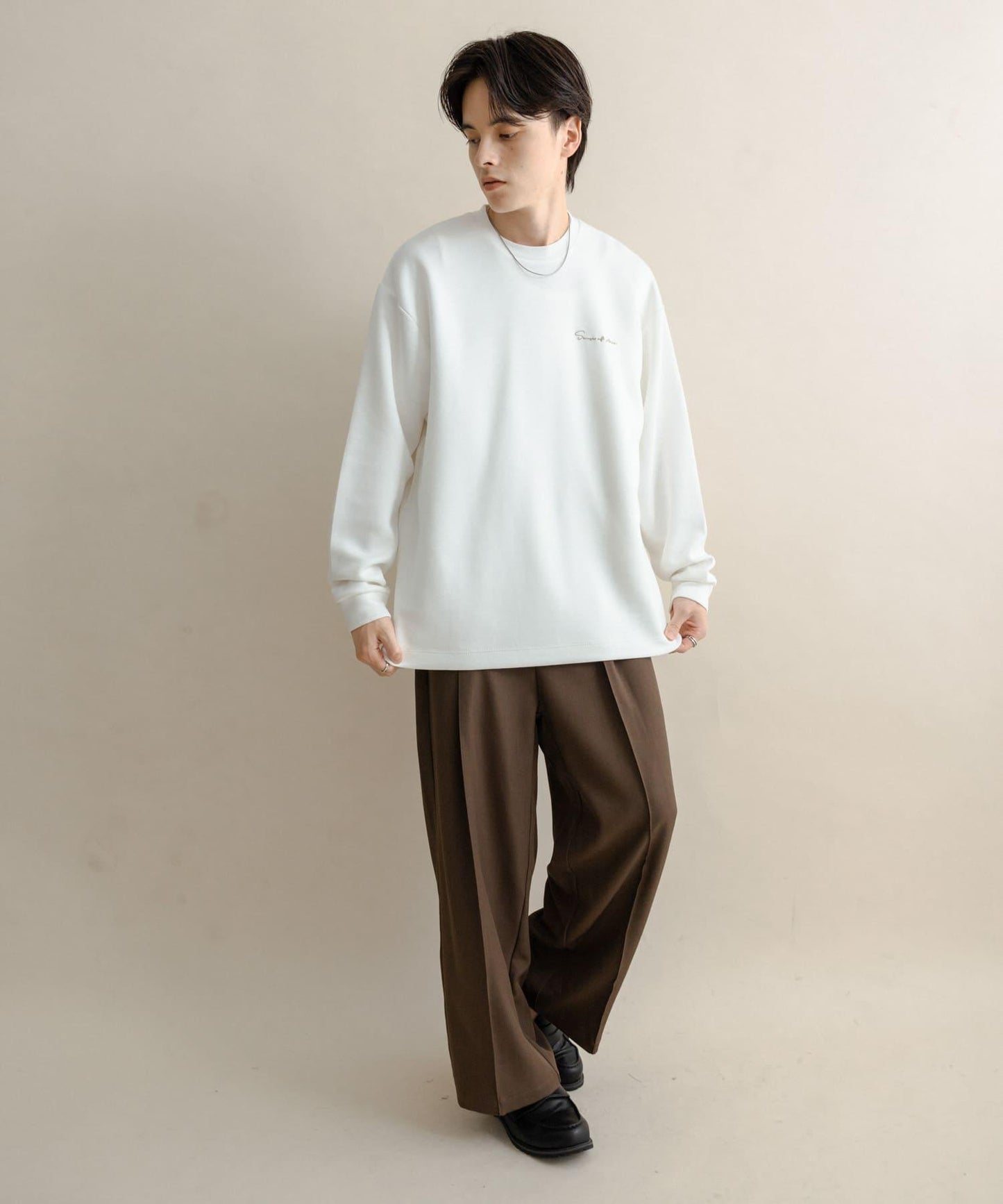 部分色 刺繡加厚長袖T恤