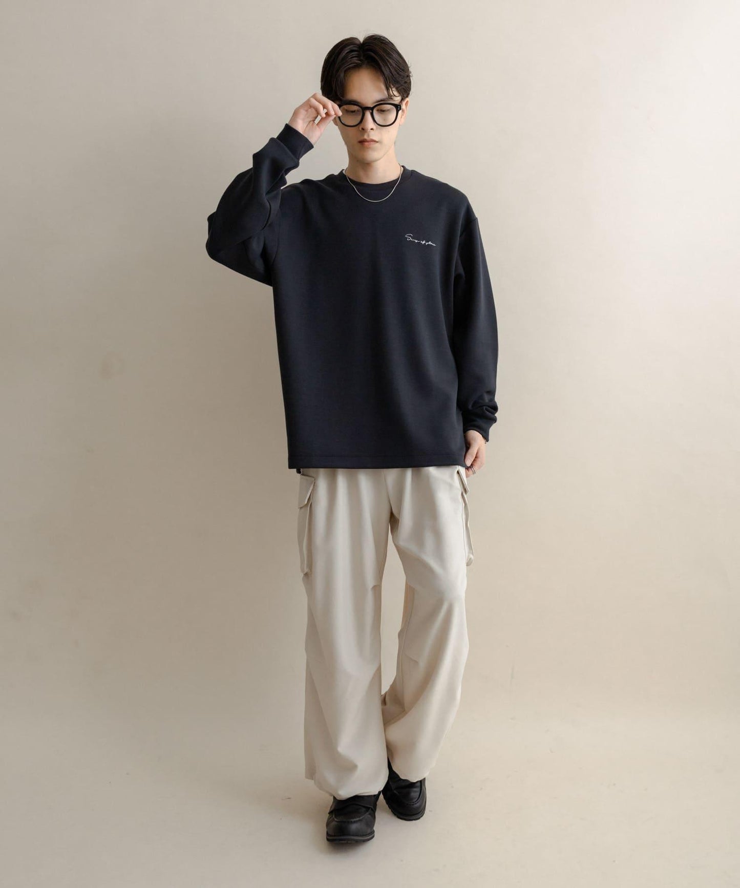 部分色 刺繡加厚長袖T恤