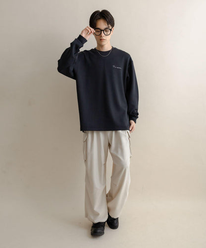 部分色 刺繡加厚長袖T恤