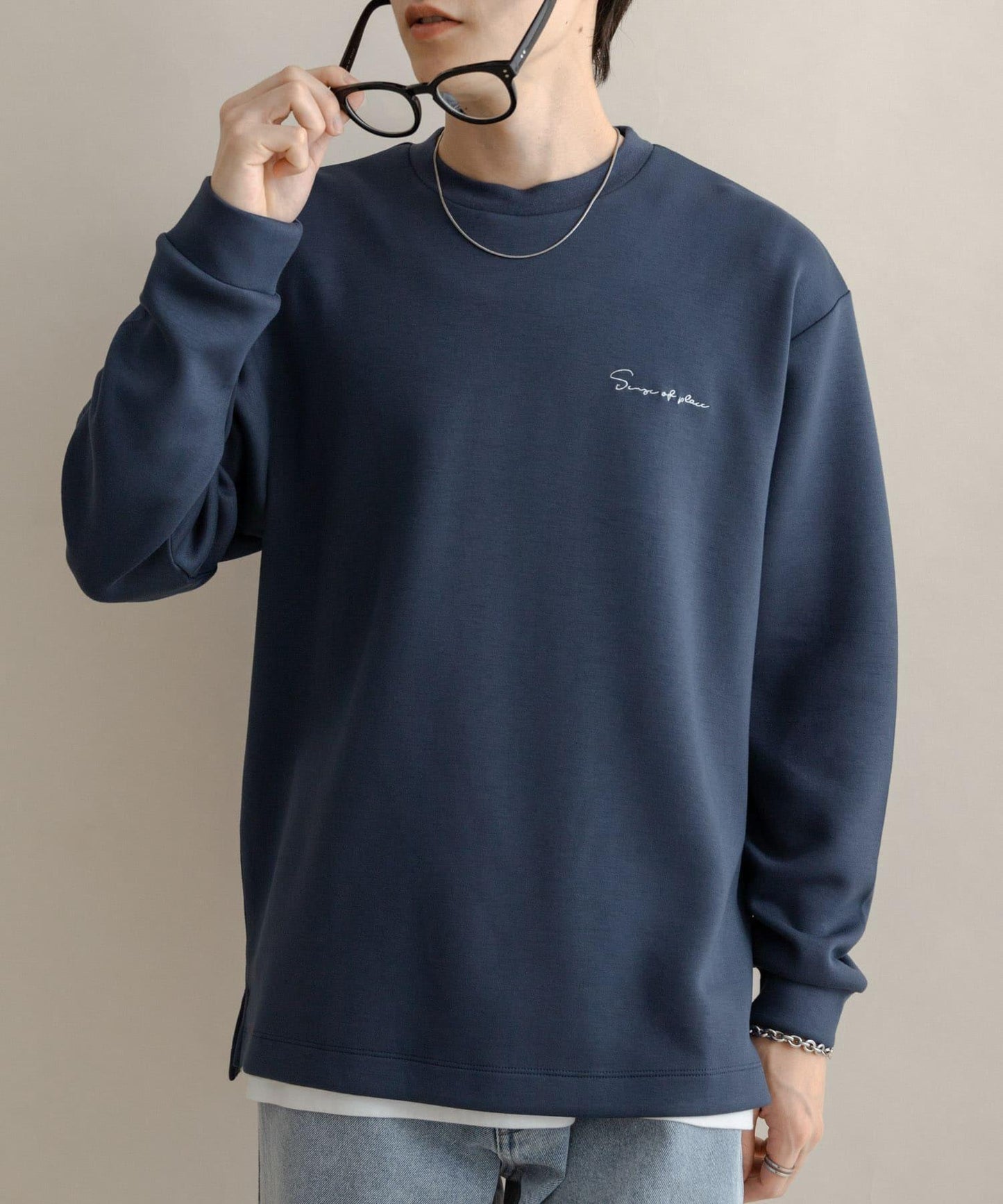 部分色 刺繡加厚長袖T恤