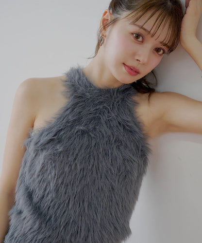 【Chico】毛絨美式無袖針織衫