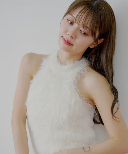 【Chico】毛絨美式無袖針織衫