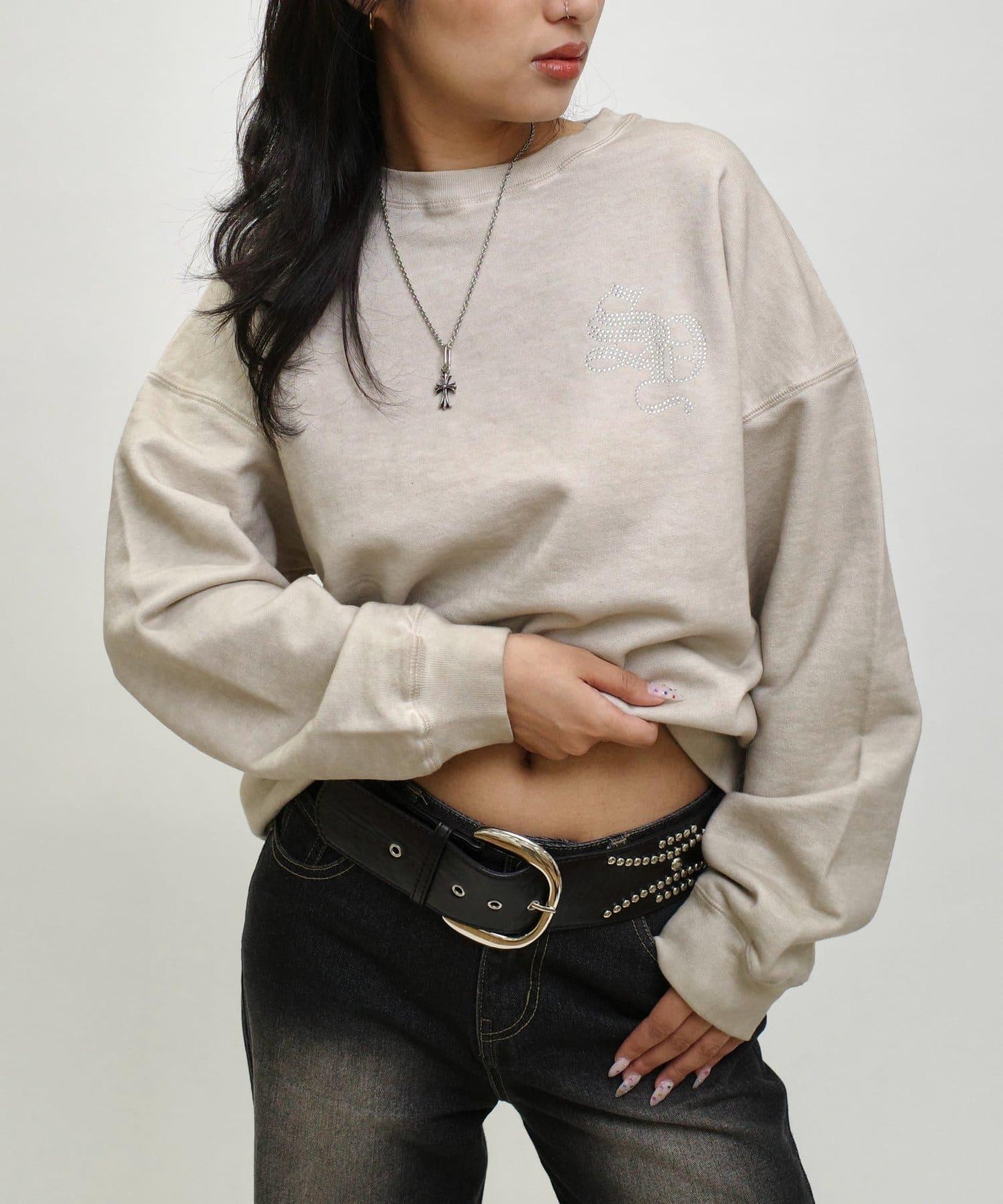 【WHO'S WHO gallery】【SLOPPY】水鑽圓領衫