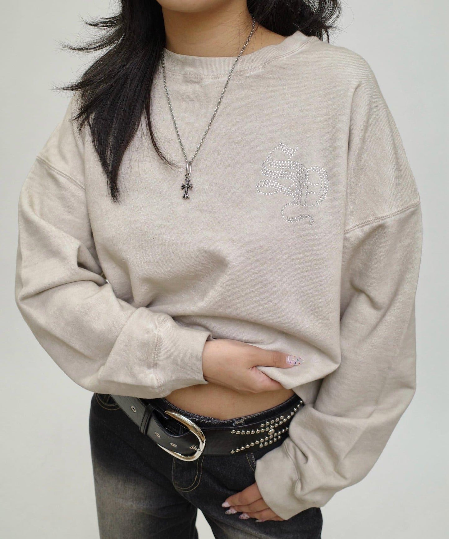 【WHO'S WHO gallery】【SLOPPY】水鑽圓領衫