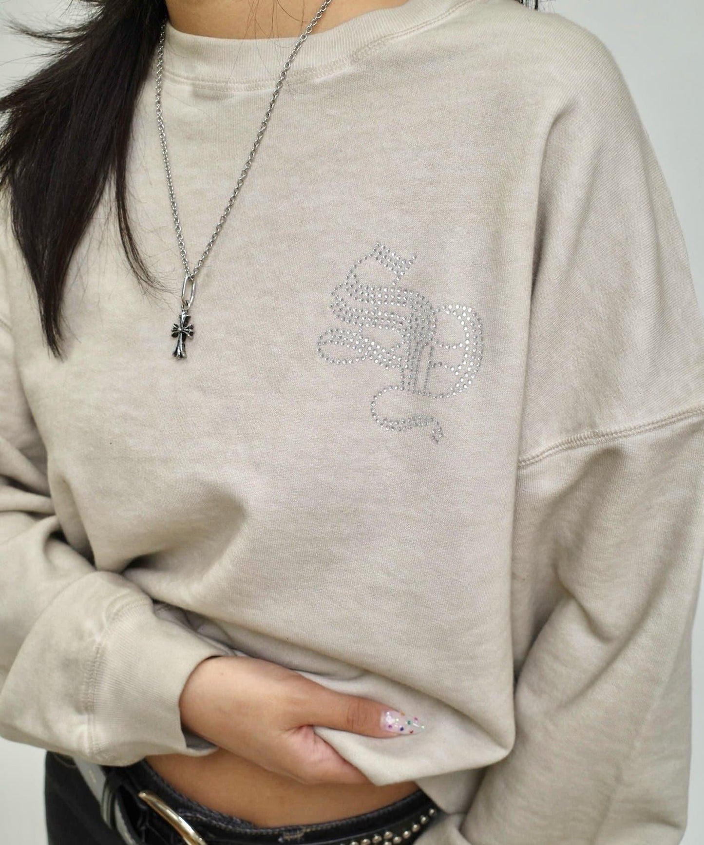 【WHO'S WHO gallery】【SLOPPY】水鑽圓領衫