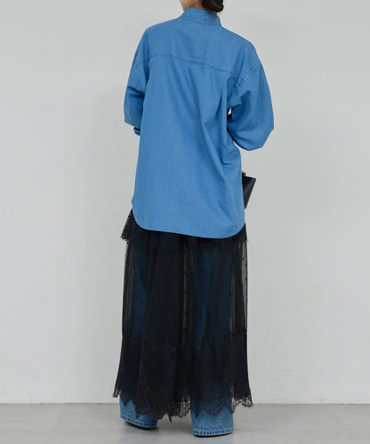 牛仔蝴蝶結領襯衫