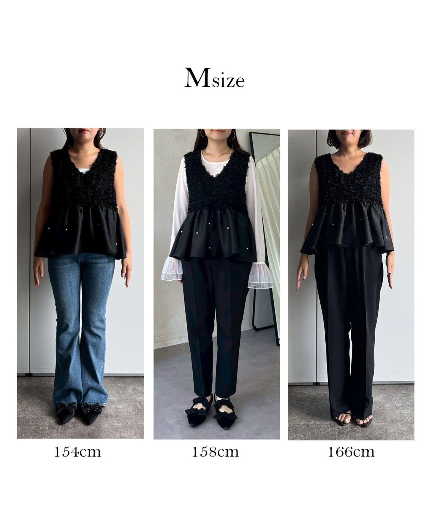 【總選舉參賽單品】花卉圖案珍珠荷葉邊背心