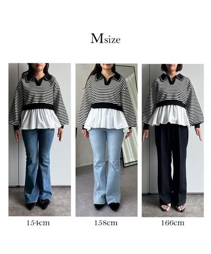 【總選舉參賽單品】珍珠領2way開領荷葉邊針織衫