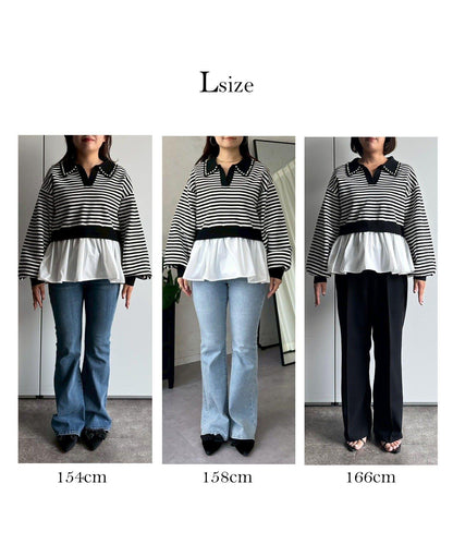 【總選舉參賽單品】珍珠領2way開領荷葉邊針織衫