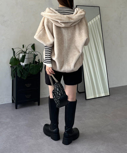 【總選舉參賽單品】貂絨風格連帽毛皮披肩