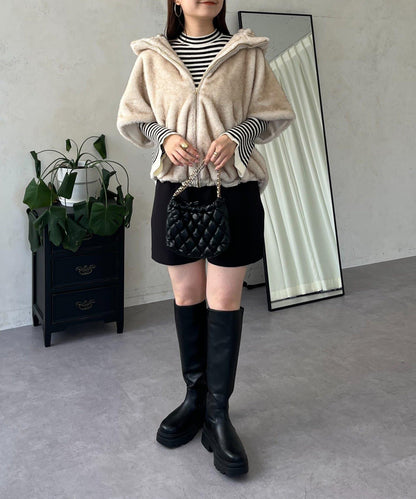 【總選舉參賽單品】貂絨風格連帽毛皮披肩