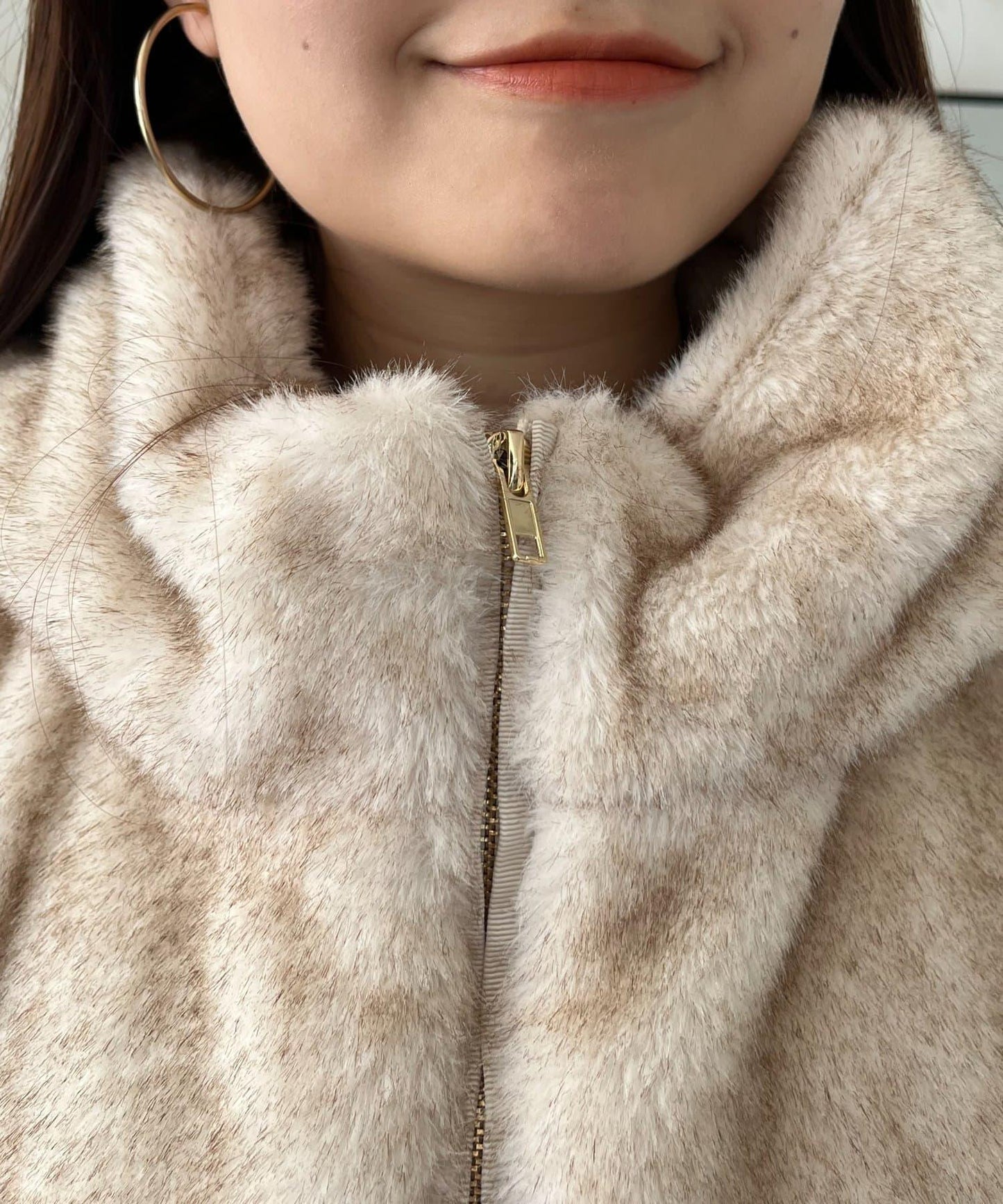 【總選舉參賽單品】貂絨風格連帽毛皮披肩