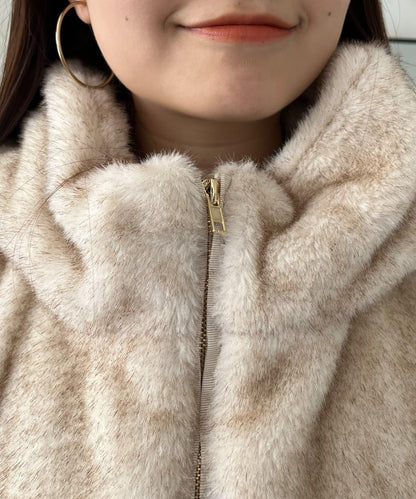 【總選舉參賽單品】貂絨風格連帽毛皮披肩