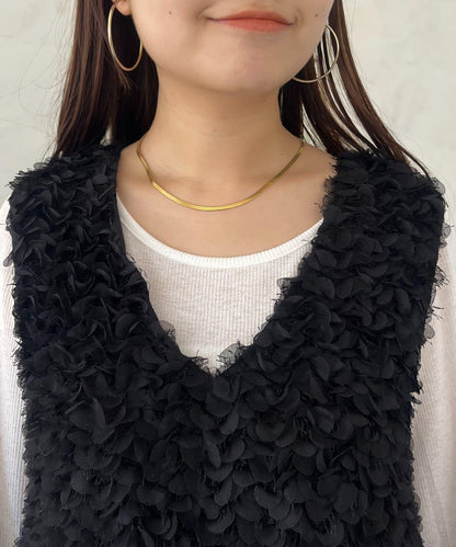 【總選舉參賽單品】花卉圖案珍珠荷葉邊背心