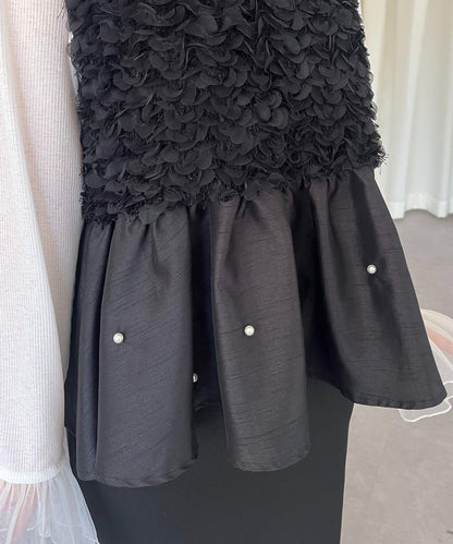 【總選舉參賽單品】花卉圖案珍珠荷葉邊背心