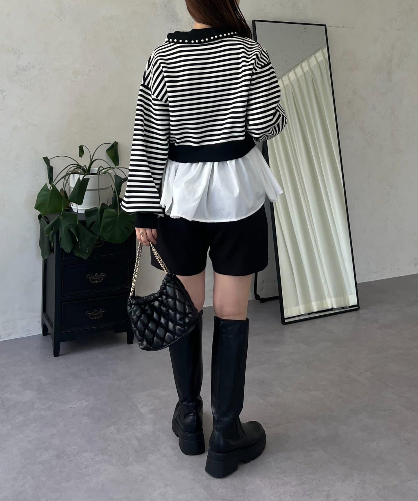 【總選舉參賽單品】珍珠領2way開領荷葉邊針織衫