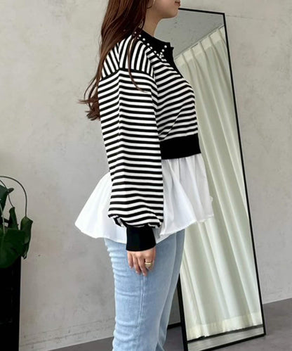 【總選舉參賽單品】珍珠領2way開領荷葉邊針織衫