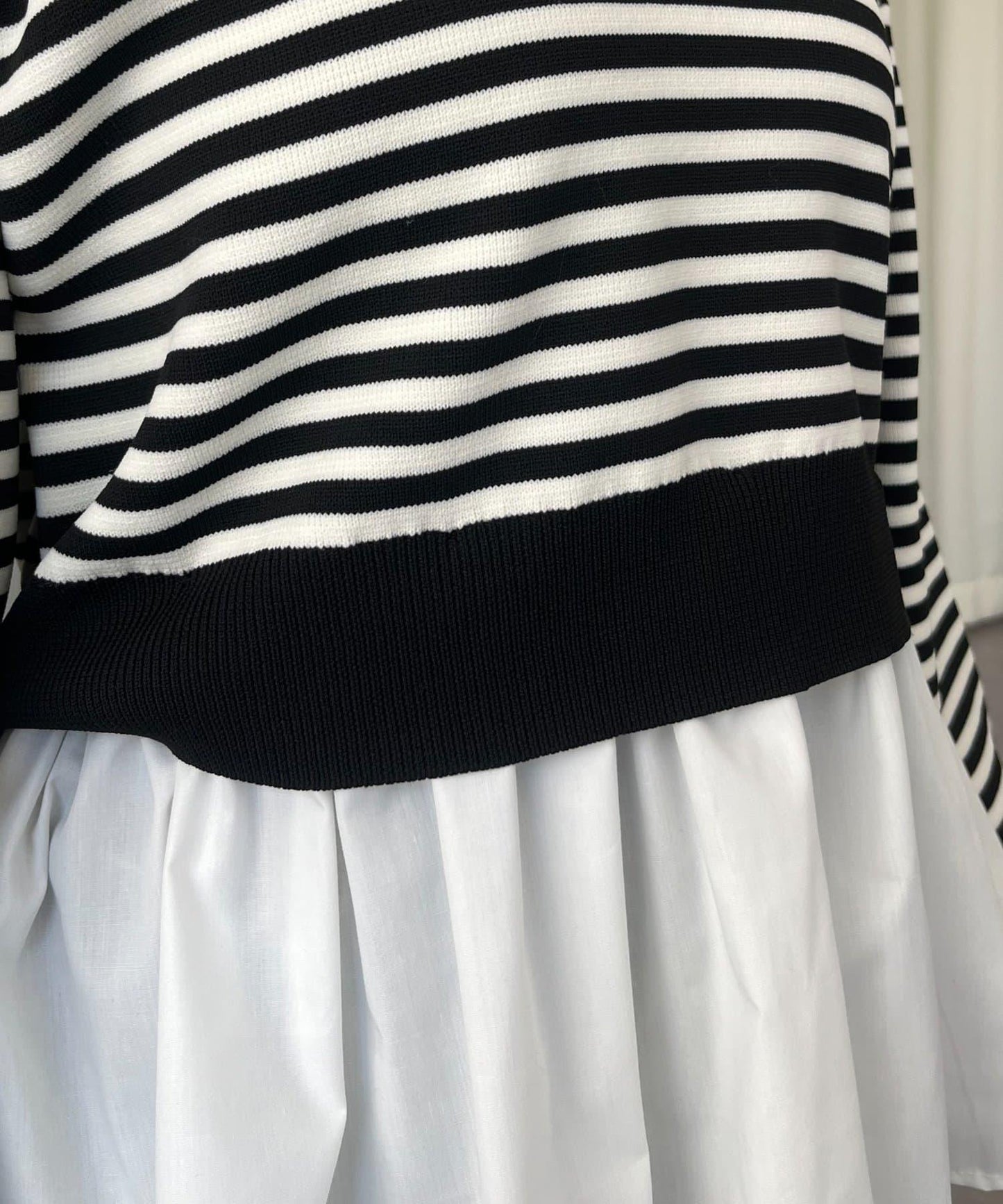 【總選舉參賽單品】珍珠領2way開領荷葉邊針織衫